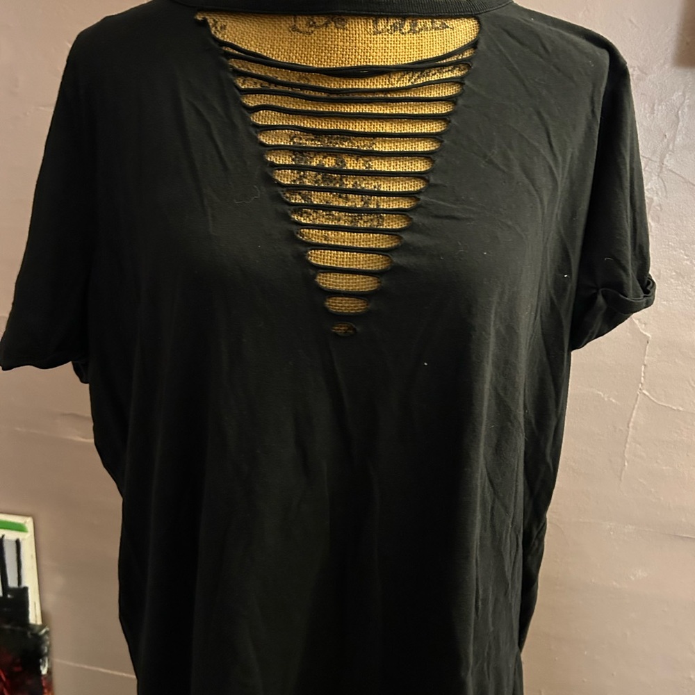 Black Distressed Women's Top